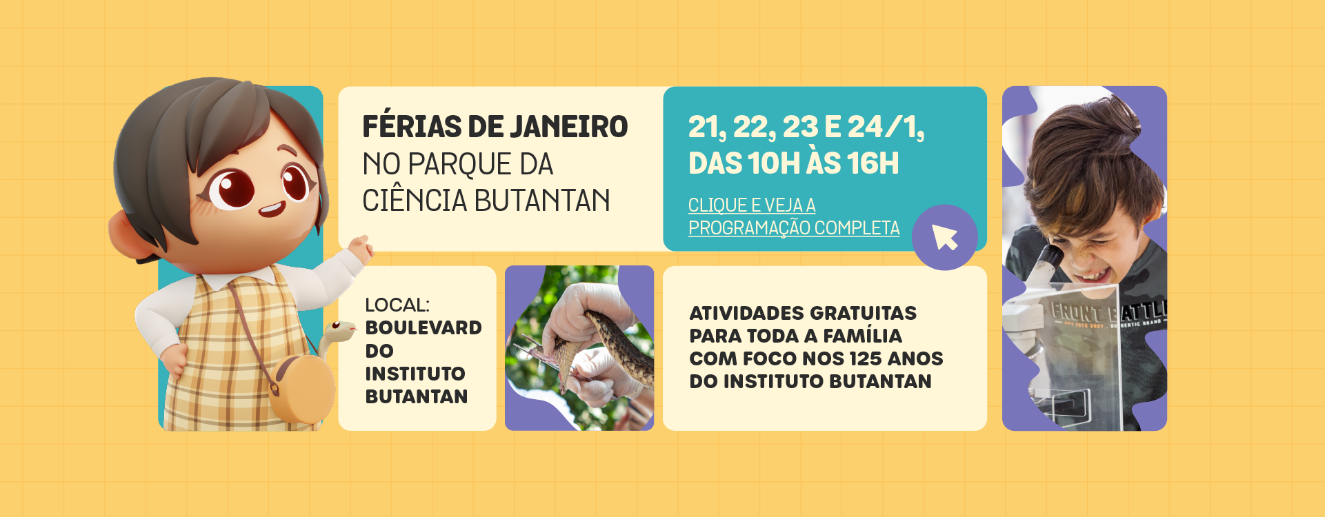 programação de férias no Butantan em janeiro de 2026